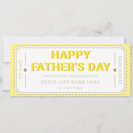 Yellow Happy Father's Day Gift Voucher Card 招待状 (正面)