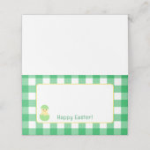 Yellow Happy Spring Chick Easter B Green Check プレイスカード (外部開封)