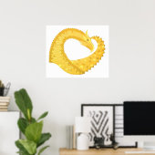 Yellow heart dragon on white ポスター (ホームオフィス)