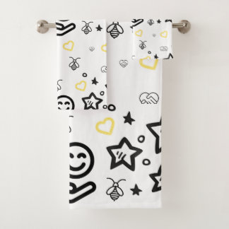 Yellow Hearts Bath Towel | Minimal Love Décor  バスタオルセット