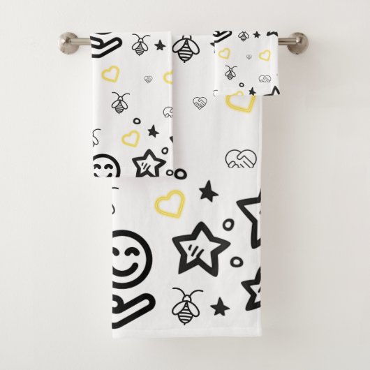 Yellow Hearts Bath Towel | Minimal Love Décor  バスタオルセット (インサイチュ)