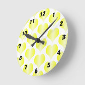 Yellow Hearts Design ラウンド壁時計 (傾斜)