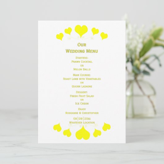 Yellow Hearts Design Wedding メニュー (スタンド正面)
