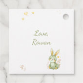 Yellow Hearts Pastel Floral Birthday Neutral Party フェイバータグ (裏面)