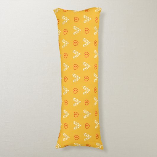 Yellow Hearts Pattern Body Pillow ボディピロー (正面縦)
