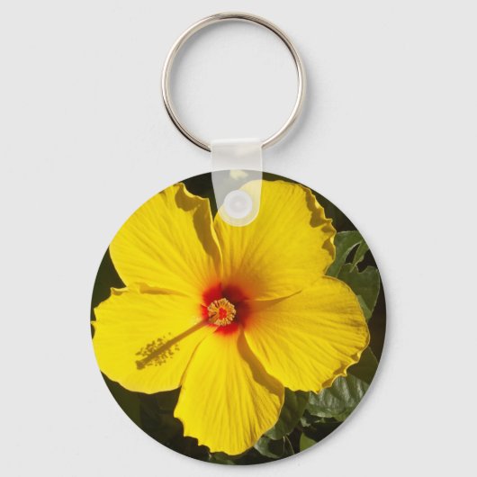 Yellow Hibiscus Flower キーホルダー (正面)