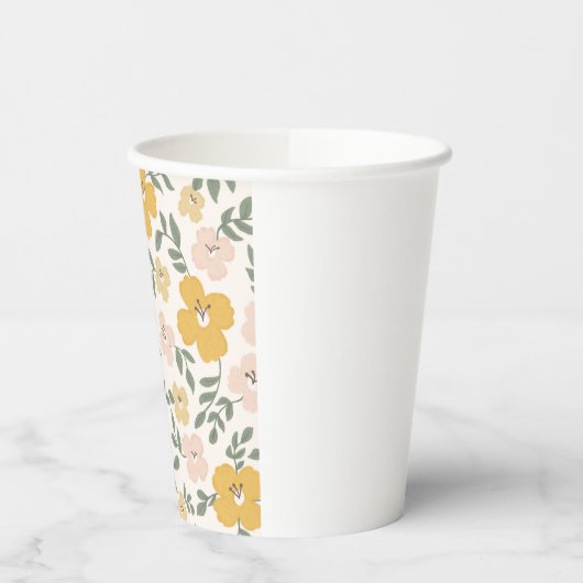 Yellow Hibiscus flower hand drawn 紙コップ (左)