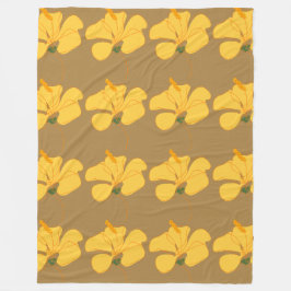 Yellow hibiscus flower pattern フリースブランケット