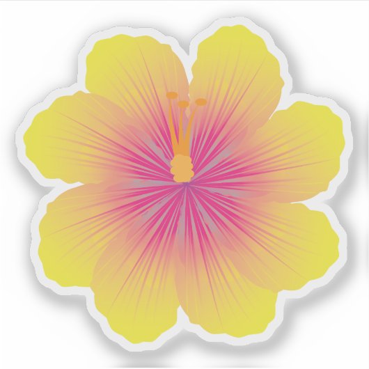 Yellow Hibiscus_Illustration シール (正面)