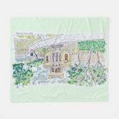 Yellow Historic Villa フリースブランケット (正面(横))