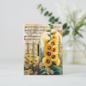 Yellow Hollyhock Collage ポストカード (スタンド正面)