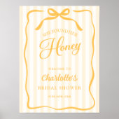 Yellow Honey Bridal Shower Welcome Sign ポスター (正面)