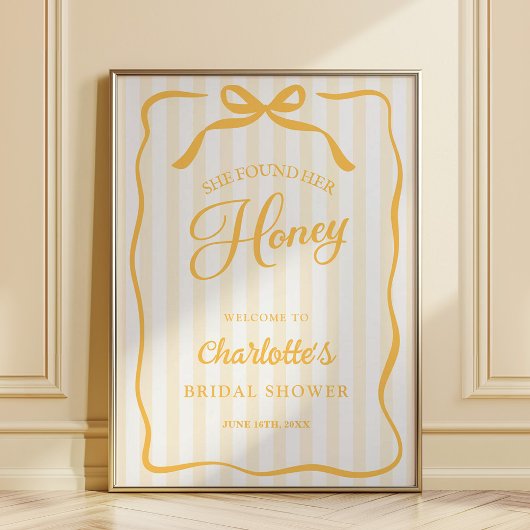 Yellow Honey Bridal Shower Welcome Sign ポスター