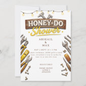 Yellow Honey Do Couples Tools Bridal Shower 招待状 (正面)