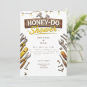 Yellow Honey Do Couples Tools Bridal Shower 招待状 (スタンド正面)