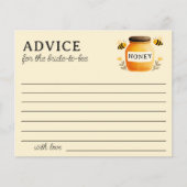Yellow Honey Jar Bees Bridal Shower Advice Card (正面)