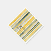 Yellow Honey Stripe Baby Shower Napkins スタンダードカクテルナプキン (角)