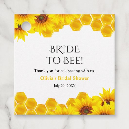 Yellow Honeycomb Bride to Bee Bridal Shower  フェイバータグ (正面)