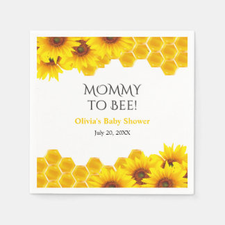 Yellow Honeycomb Mommy to Bee Baby Shower  スタンダードカクテルナプキン
