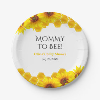 Yellow Honeycomb Mommy to Bee Baby Shower  ペーパープレート