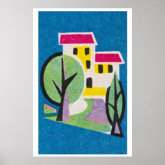 Yellow House - Matchbox Print - Aesthetic Wall Art ポスター (正面)
