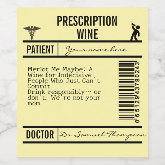 yellow Humorous, and Versatile Design for Party ワインラベル (シングルラベル)