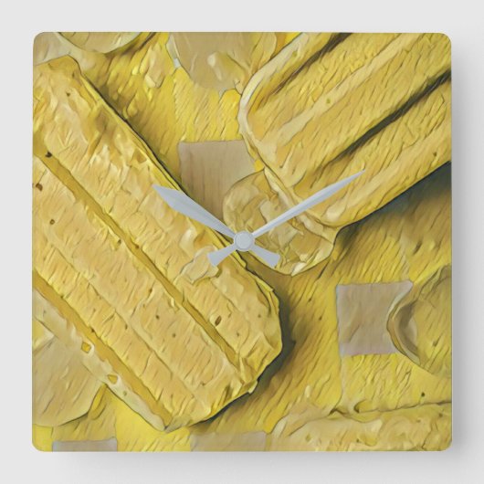Yellow ice cream cone popsicle スクエア壁時計 (正面)