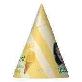 Yellow Ice Cream Sprinkle Photo Summer Birthday パーティーハット (左)