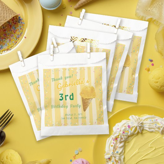 Yellow Ice Cream Sprinkle Summer Birthday Party  フェイバーバッグ