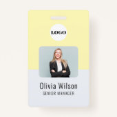 Yellow ID Card | Business Logo Employee Photo  バッジ (正面)