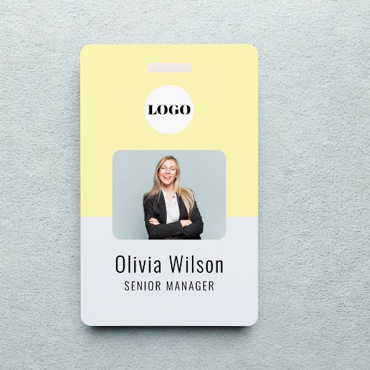 Yellow ID Card | Business Logo Employee Photo  バッジ