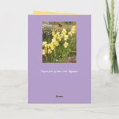 Yellow Iris and Tabby Cat Flowers Birthday Card カード (裏面)