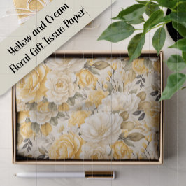 Yellow Ivory Floral Rose Watercolor Gift 薄葉紙