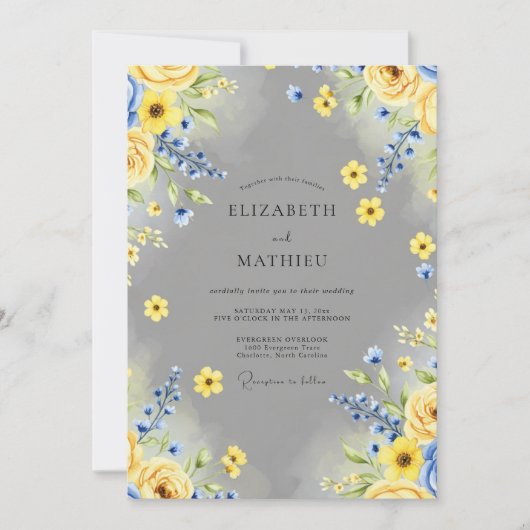 Yellow Joyful Spring Wedding 招待状 (正面)