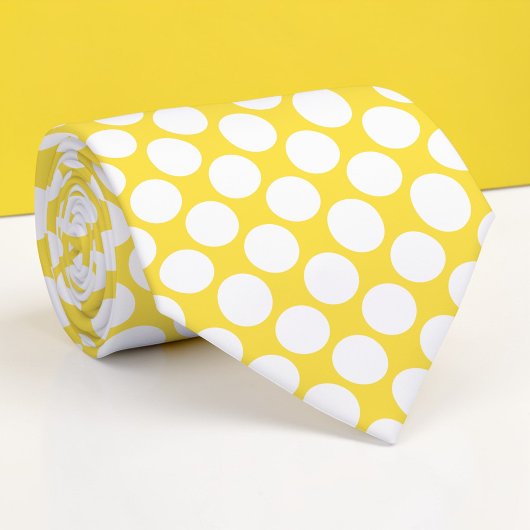 Yellow Jumbo Polka Dots Custom Necktie ネクタイ