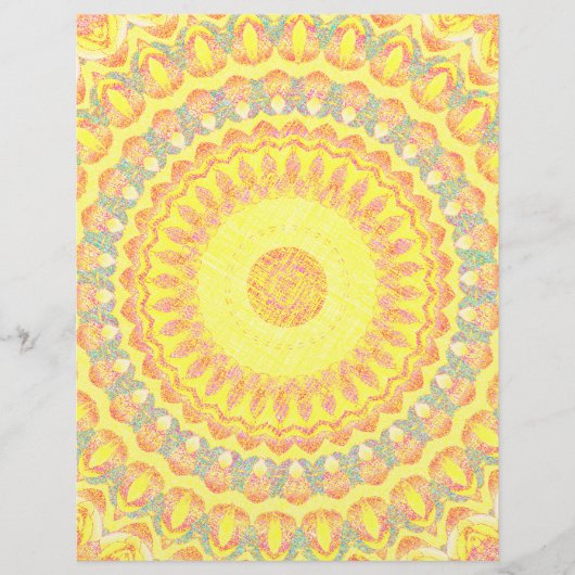 Yellow Kaleidoscope Scrapbook Paper 2-Sided Page (正面)