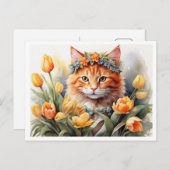 Yellow Kitty Tulips   ポストカード (正面/裏面)