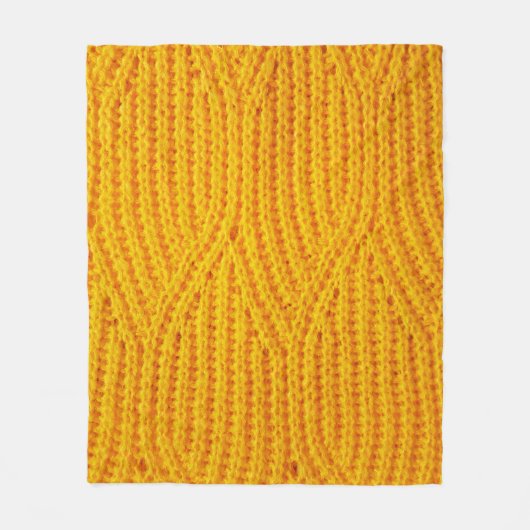 Yellow knitted surface textile material background フリースブランケット (正面)