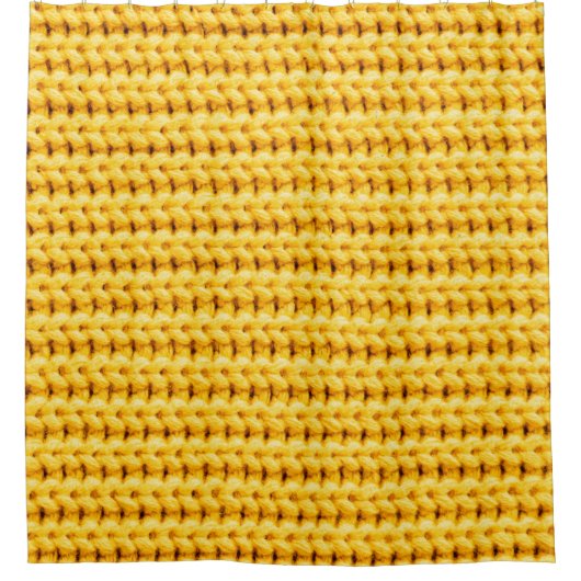 Yellow knitted woolen fabric background シャワーカーテン (正面)