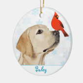 Yellow Lab Christmas Cardinal - Cute Labrador Dog セラミックオーナメント (左)