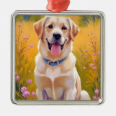 Yellow Lab | Dog Painting Labrador Retriever メタルオーナメント (正面)