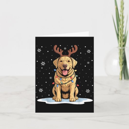 Yellow Lab Labrador Christmas Reindeer Dog Lover X カード (正面)