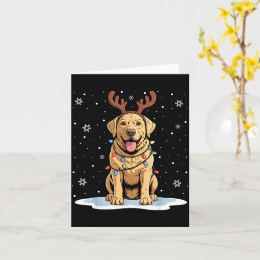 Yellow Lab Labrador Christmas Reindeer Dog Lover X カード (黄色い花)