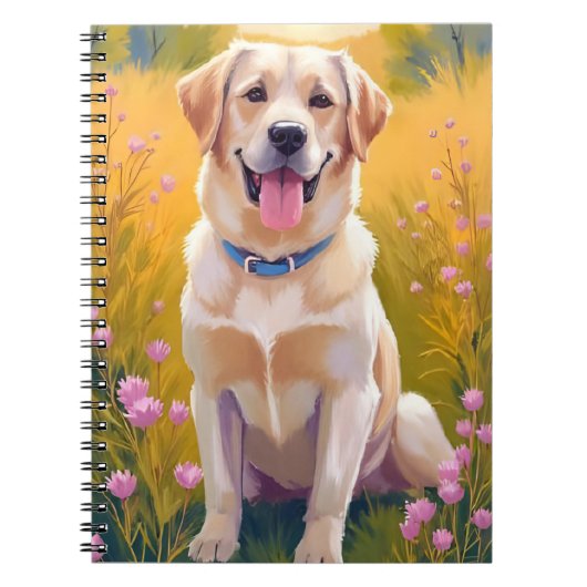 Yellow Lab Labrador Retriever Dog Painting ノートブック (正面)