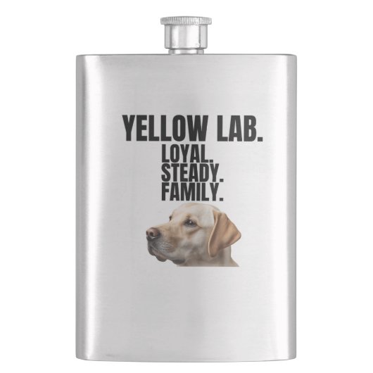 Yellow Lab Loyalty Stainless Steel Flask フラスク (正面)
