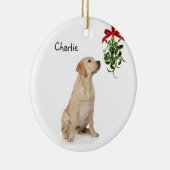 Yellow Lab Mistletoe Christmas Ornament セラミックオーナメント (右)