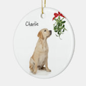 Yellow Lab Mistletoe Christmas Ornament セラミックオーナメント (左)