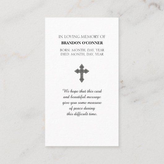 Yellow Lab Oranges Blue Memorial Sympathy Card 名刺 (裏面)