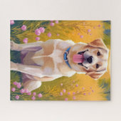 Yellow Lab Painting Labrador Retriever Dog  ジグソーパズル (横)