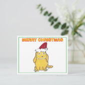 Yellow Lab With Christmas Cap Cartoon Christmas シーズンポストカード (スタンド正面)